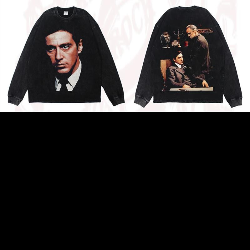 The Godfather The Godfather Malone Brando Gangster Movie Retro วรรณกรรมถนนเสื้อยืดแขนสั้นยาว