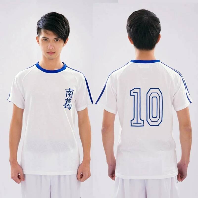 อะนิเมะ Captain Tsubasa คอสเพลย์ Nankatsu ทีมฟุตบอล No.10 Ozora Tsubasa คอสเพลย์ Top Tee เสื้ออะนิเมะเสื้อยืดแขนสั้นสีขาว