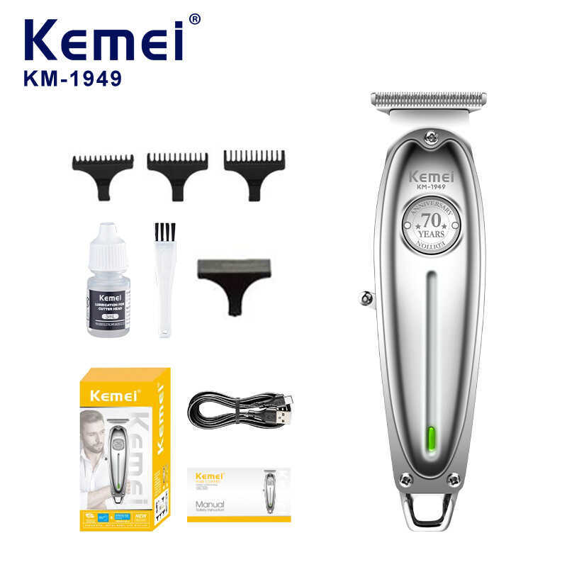 Kemei ปัตตาเลี่ยนไฟฟ้าหัวน้ํามันแกะสลักปัตตาเลี่ยนผมร้านทําผมโลหะปัตตาเลี่ยนผมมืออาชีพ KM-1949
