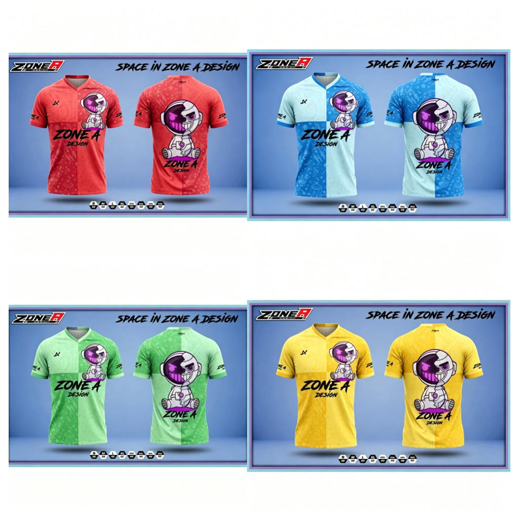 Space พาสเทล เสื้อการ์ตูน เสื้อวัยรุ่น พิมพ์ลาย Zone A อวกาศ