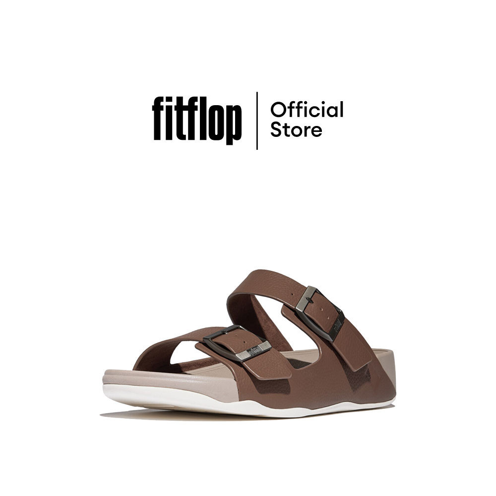 ♞FITFLOP GOGH MOC BUCKLE TUMBLED SLIDES รองเท้าแตะผู้ชาย รุ่น JA2-C74 สี BROWN IKF