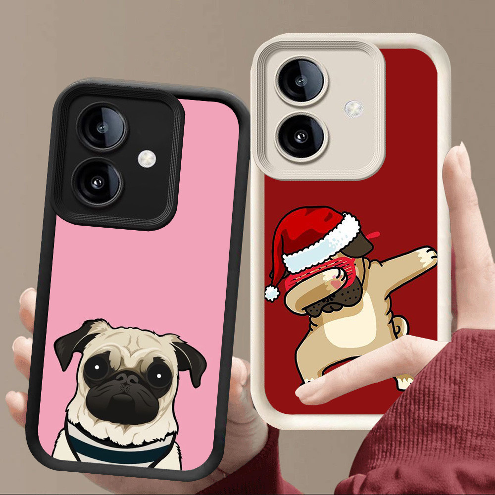 R58 Pug Dogs Casing สําหรับ Samsung A06 A04E F04 A05 M04 A04 สีดําและสีขาว
