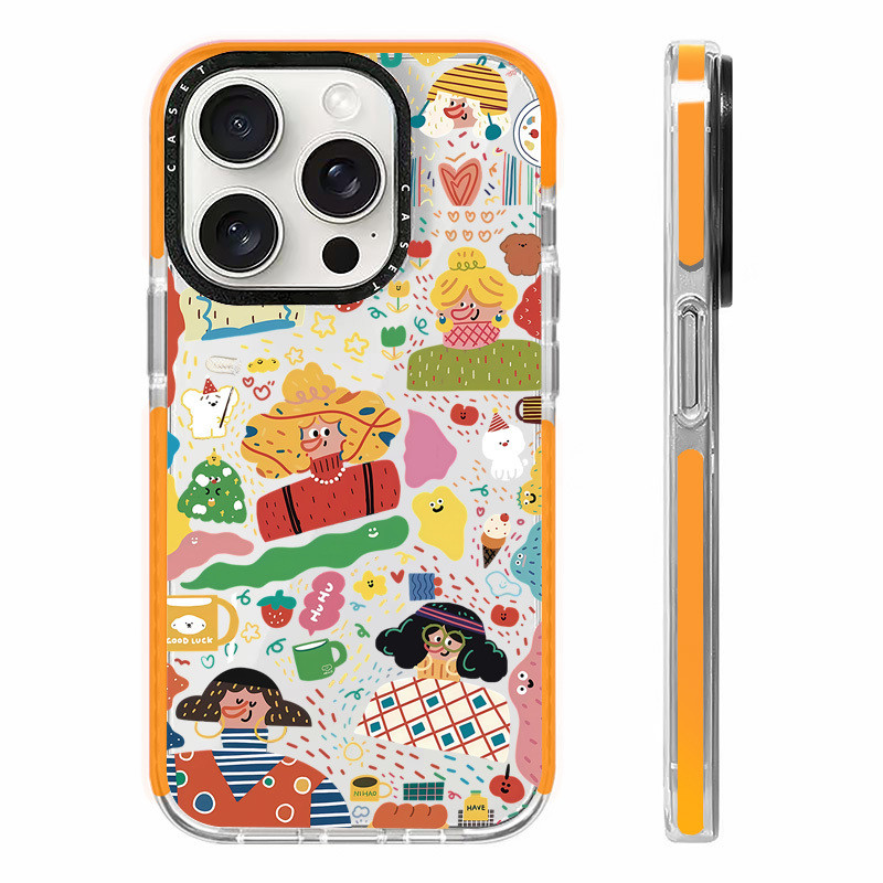 Happy Times Girl Graffiti Case เข้ากันได้กับ IPhone 11 13 14 15 16 Pro Max 12 Mini Cover X XR XS Max