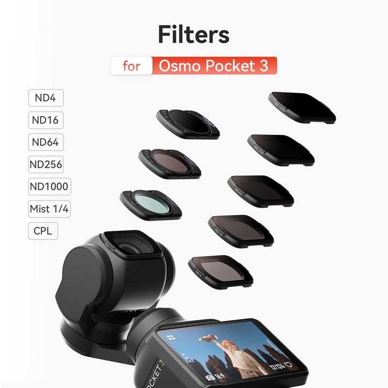 ▥ Nd2-Nd32/Nd64-Nd1000 ปรับตัวกรอง Scrim สําหรับ DJI Osmo Pocket Cpl/Nd4/Nd6/Nd1000 แม่เหล็กชุด