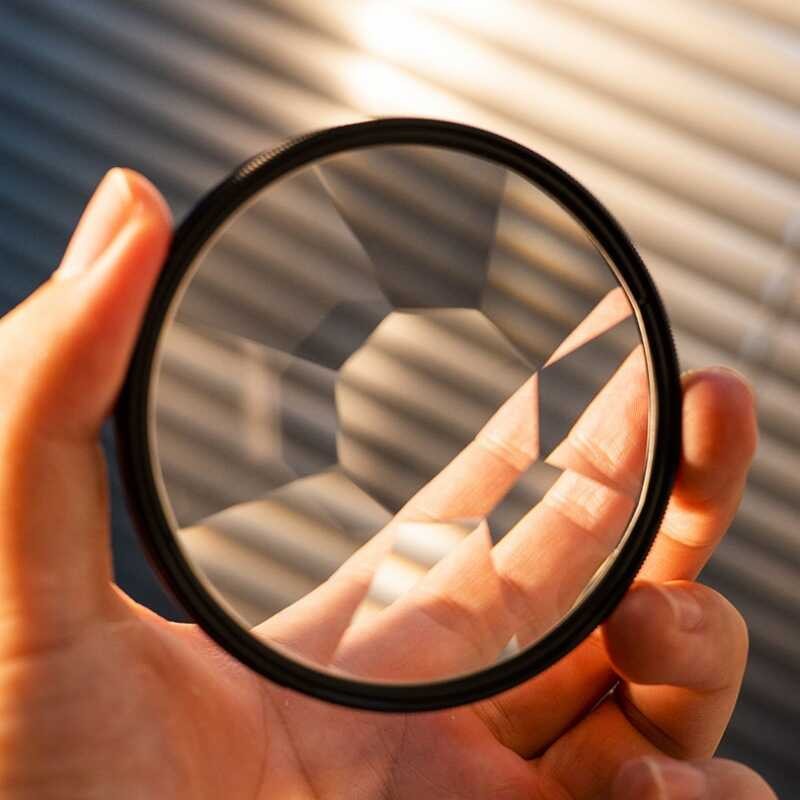 Greener Special Effect เลนส์แปดเหลี่ยมแยก-Vision Mirror Blended Prospect Film Props ฟิลเตอร์กระจกแปด