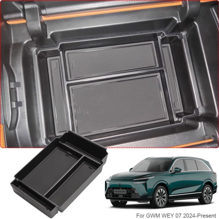 Car Lower Central Control Storage Bag Armrest Box Storage For GWM WEY 07 2024-Present Auto ABS Door