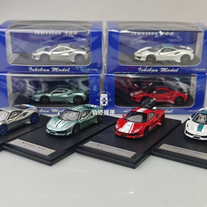 พร้อมสต็อก SH 1: 64 Ferrari Novitec 488 Pista จําลองรถโลหะผสมรุ่นตกแต่ง
