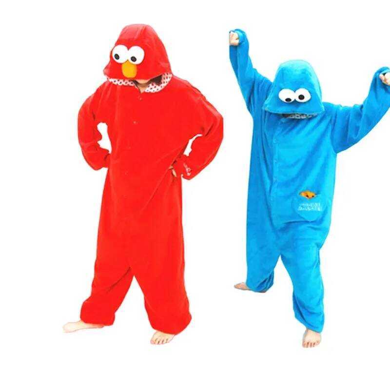 Bear House AA ELMO และ COOKIE MONSTER Kigurumi Onesies ผู้ชายผู้หญิงการ์ตูนอะนิเมะคอสเพลย์เครื่องแต่