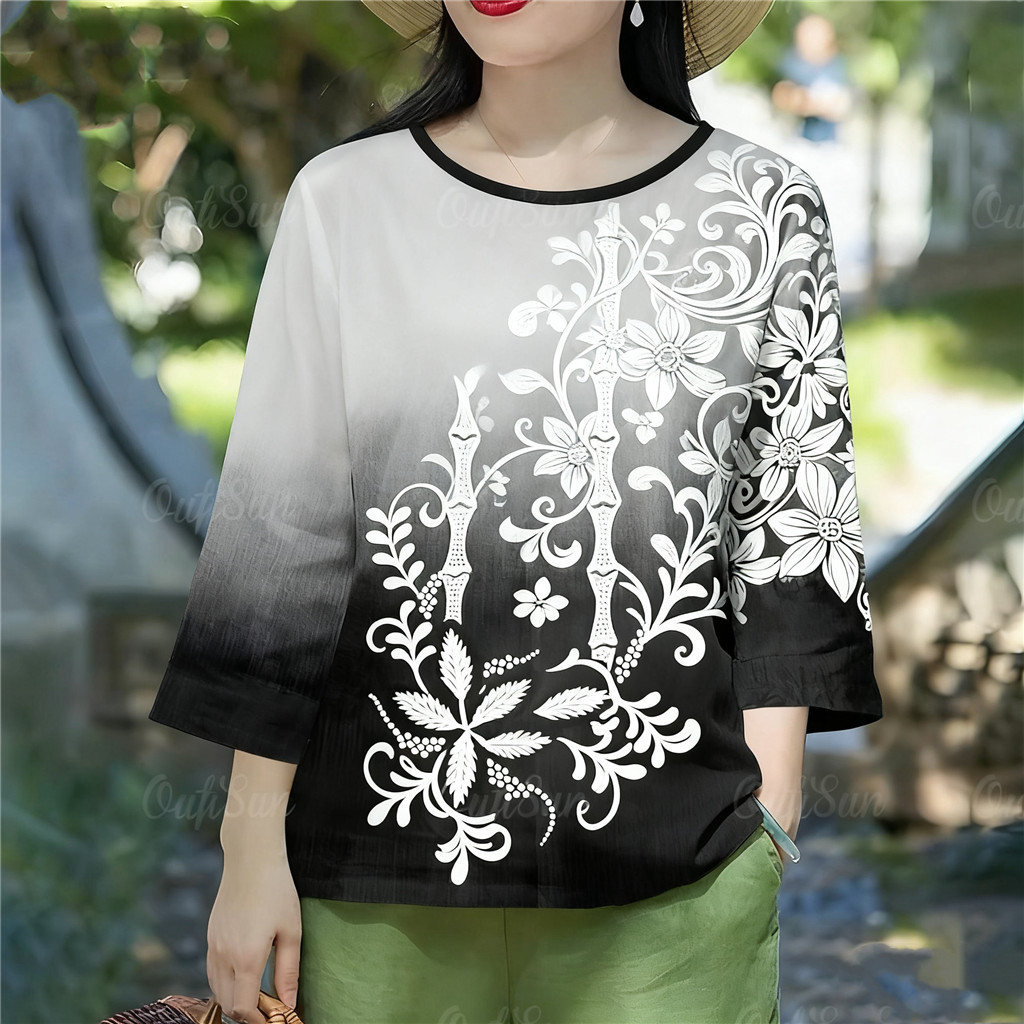 เสื้อยืดสีดำผู้หญิง สไตล์หรูกะทันหัน สบายและอ่อนนุ่ม