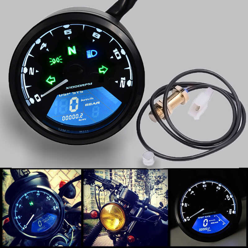 รถจักรยานยนต์ดัดแปลงเครื่องมือ Speedometer Tachometer ไฟ led ซ้ายขวา High Beam เกียร์ Obvious คําเตื
