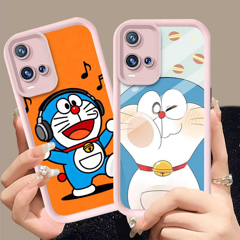 Q-6 Doraemon cute ขาวดำเคสโทรศัพท์หรับ VIVO Y21s Y51 Y31 Y21 Y21e Y51A Y21a Y33s Y33t ปกสีชมพู