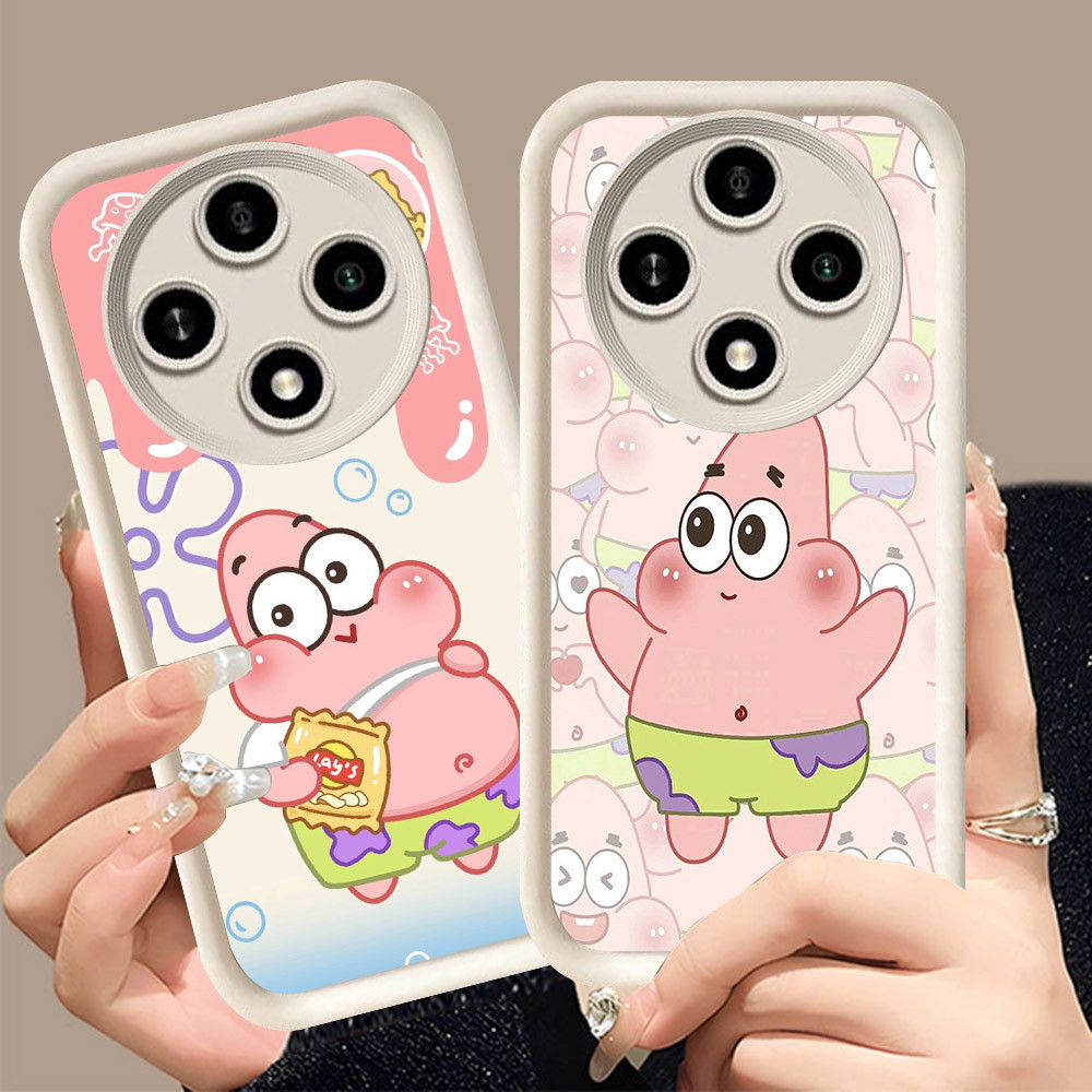 Q-5 SpongeBob ขาวดำเคสโทรศัพท์หรับ Xiaomi POCO C75 C61 M2 X7 ปกสีชมพู