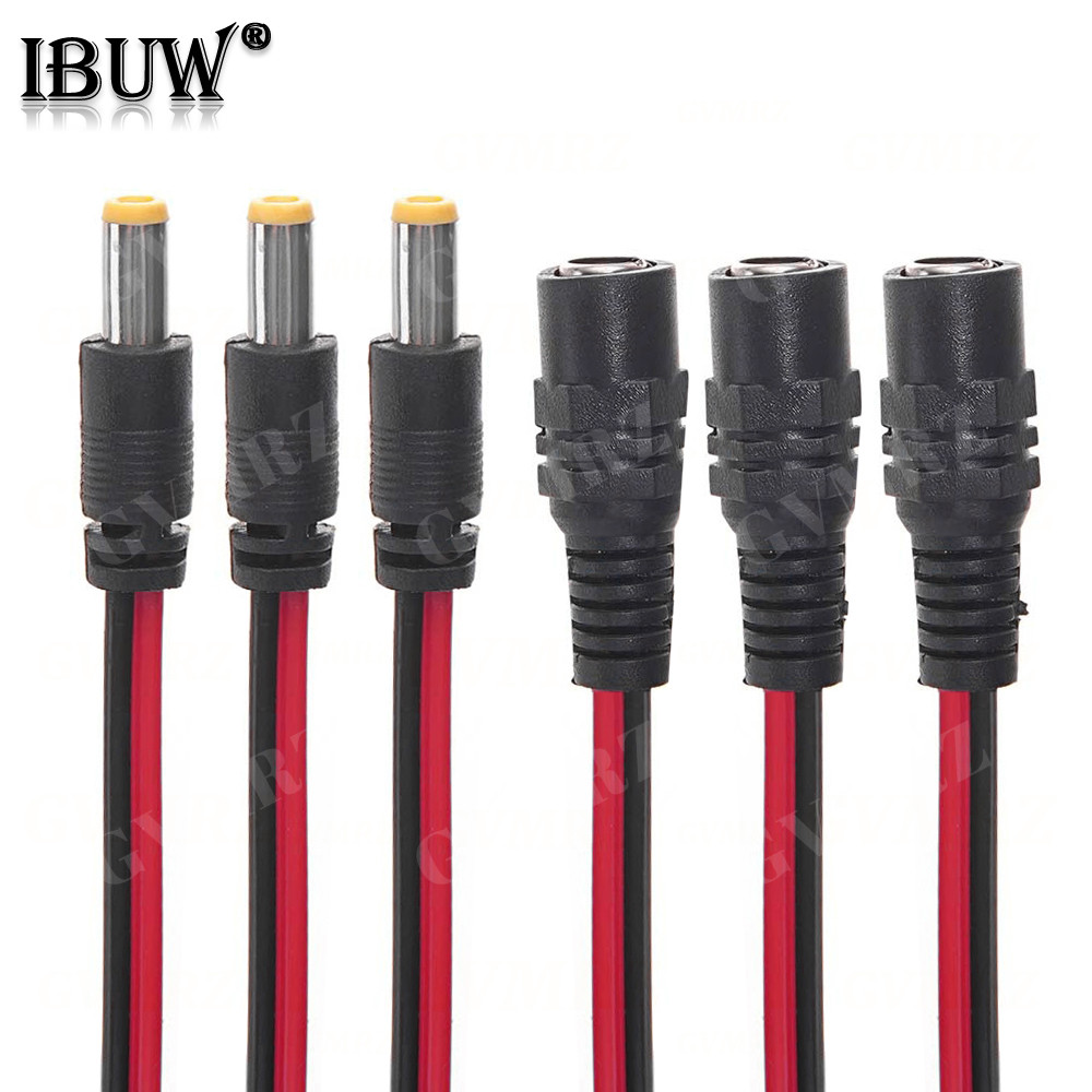 5PCS DC Power ชายหญิงสาย 12V ปลั๊ก DC อะแดปเตอร์สายปลั๊กสําหรับกล้องวงจรปิด DC ปลั๊ก 5.5*2.1 มม.5.5x