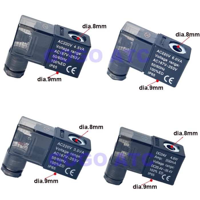 GOGO 4V210-06/08 2P025-06/08 2V025-06/08 3V1-06 DIN43650B Plug Type 24V DC 12V DC 220V AC 110V 380V