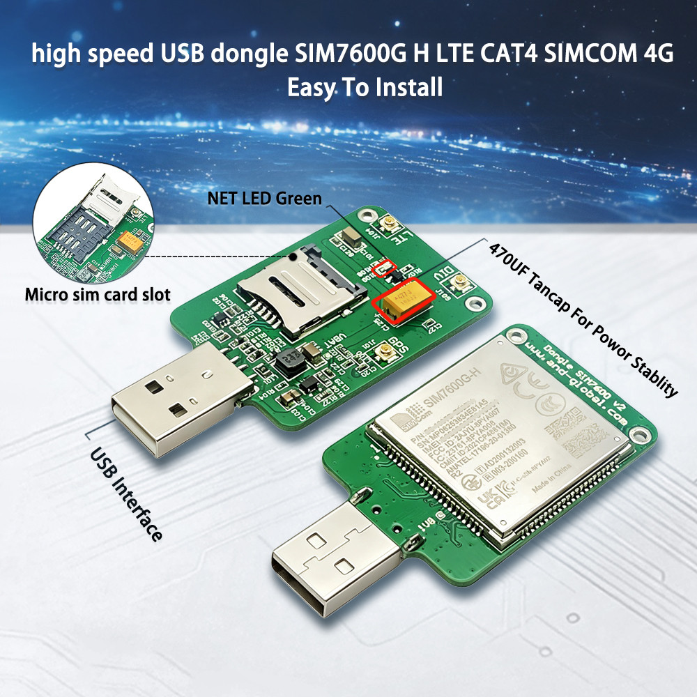 และดองเกิล USB ความเร็วสูง SIM7600G H LTE CAT4 SIMCOM 4G KIT 1 ชิ้น