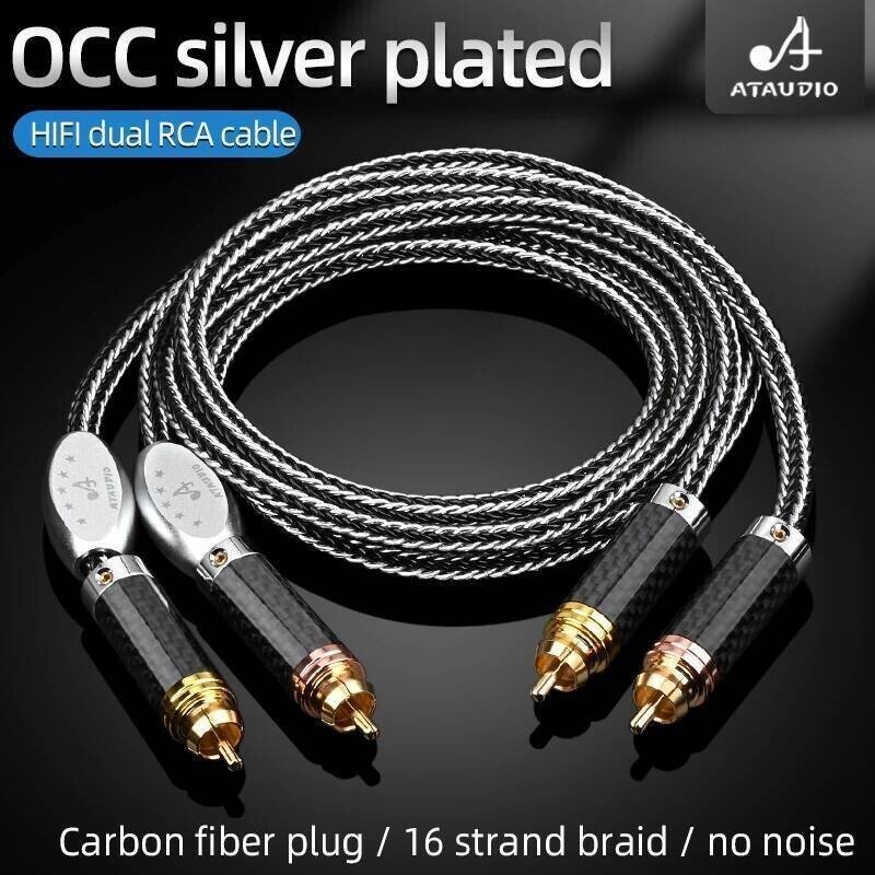 ATAUDIO HiFi Audio OCC Silver Plated RCA Audio Interconncct Cable Hi-end RCA Cable พร้อมปลั๊ก RCA ชุ