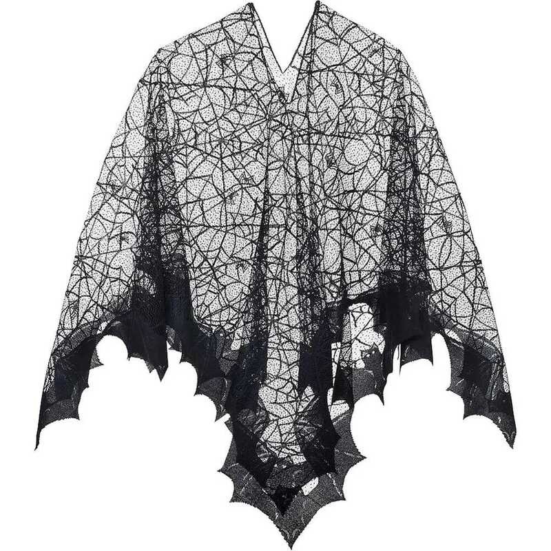 C Halloween Cosplay Dressing Gothic Black Magic Spider Web Bat Women's Cloak Halloween Horror Gentl