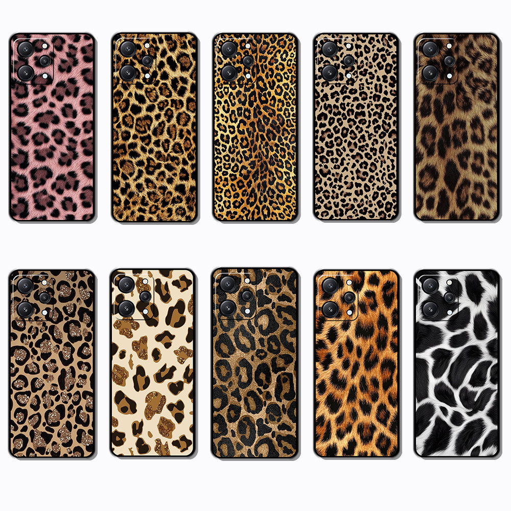 Xiaomi Redmi 12 Note 12R POCO M6 PRO Leopard skin เคสโทรศัพท์สีดํานุ่มแฟชั่น