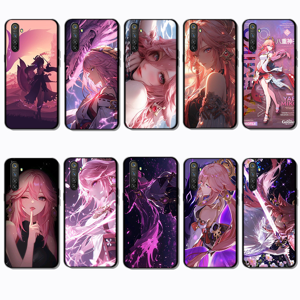 เคสโทรศัพท์สีดําแบบนุ่มสําหรับRealme C3 3 5 5s 5i 6i 6s 6 Pro Yae Miko caseg