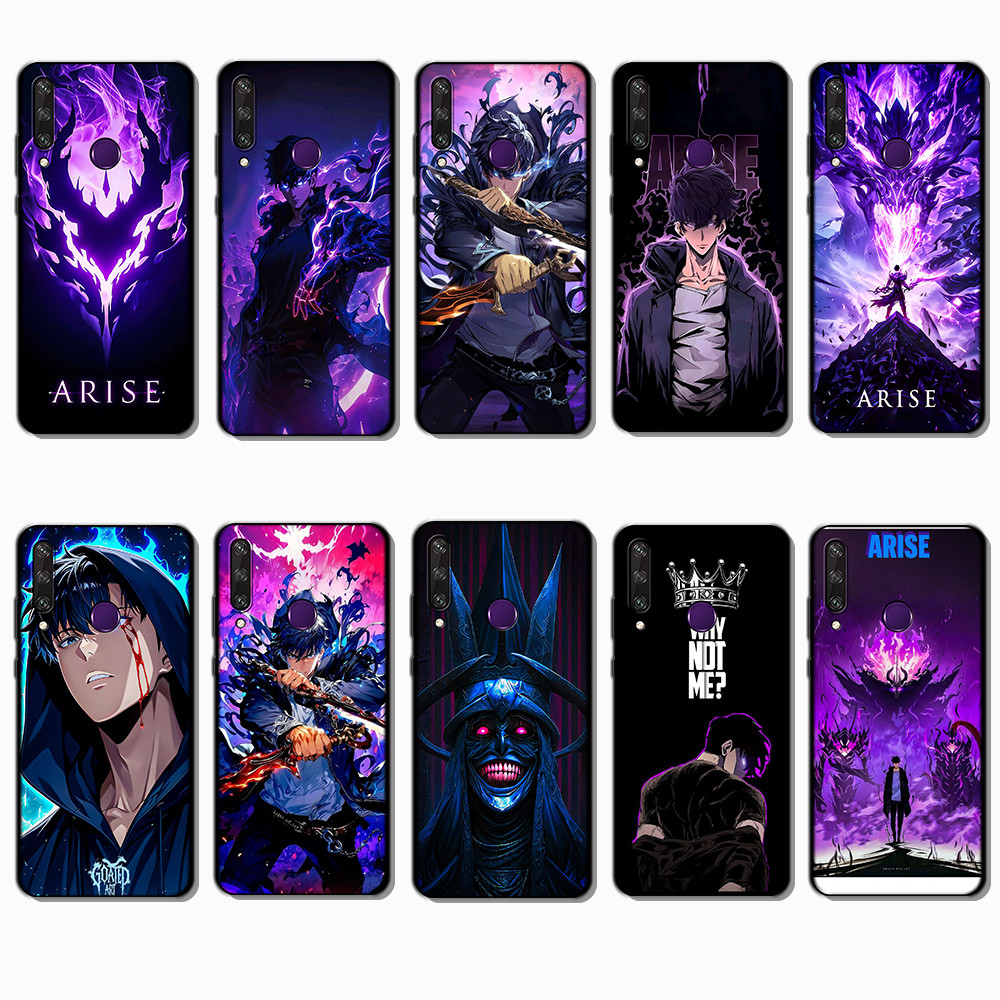 เคสโทรศัพท์สีดําแบบนุ่มสําหรับ Huawei Y6P Y7A Y8P Y9A Y5 Y6 Prime Solo Leveling Cover