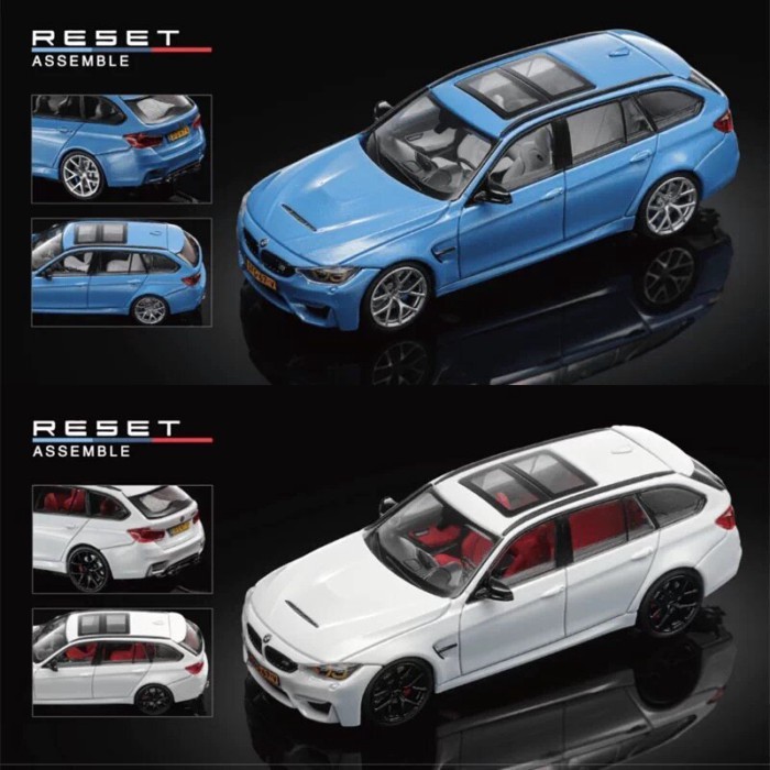 Mortal 1: 64 BMW M3 F81 E30 สีขาวสีฟ้าจําลองโลหะผสมเปิดฝาครอบคอลเลกชันโมเดลรถ
