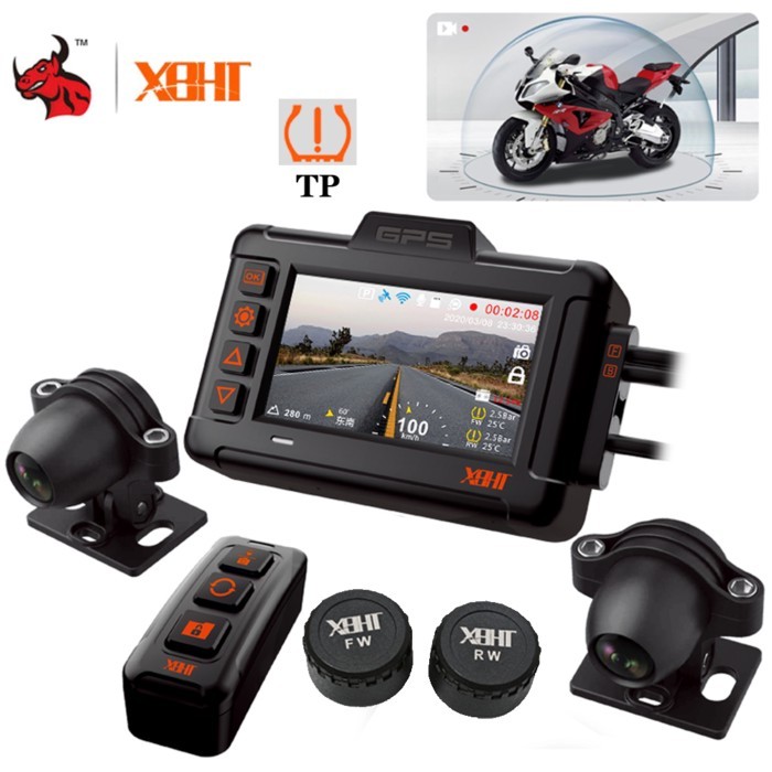 Waterproof Motorcycle Camera Motocross Driving Recorder GPS Video Recorder Rear View Driving Monito
