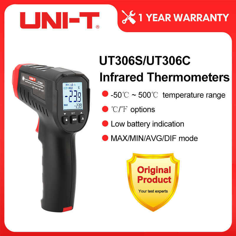 ❤ Uni-T อินฟราเรดเครื่องวอุณหภูมิ Tester Ut306c Ut306s (-50 ℃ ~ 500 ℃)