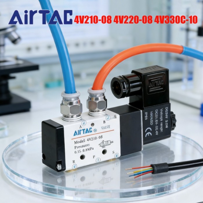 AIRTAC 4V210-08 4V220-08 4V330C-10 Better Quality Pneumatic Electric Solenoid Valve Directional Con