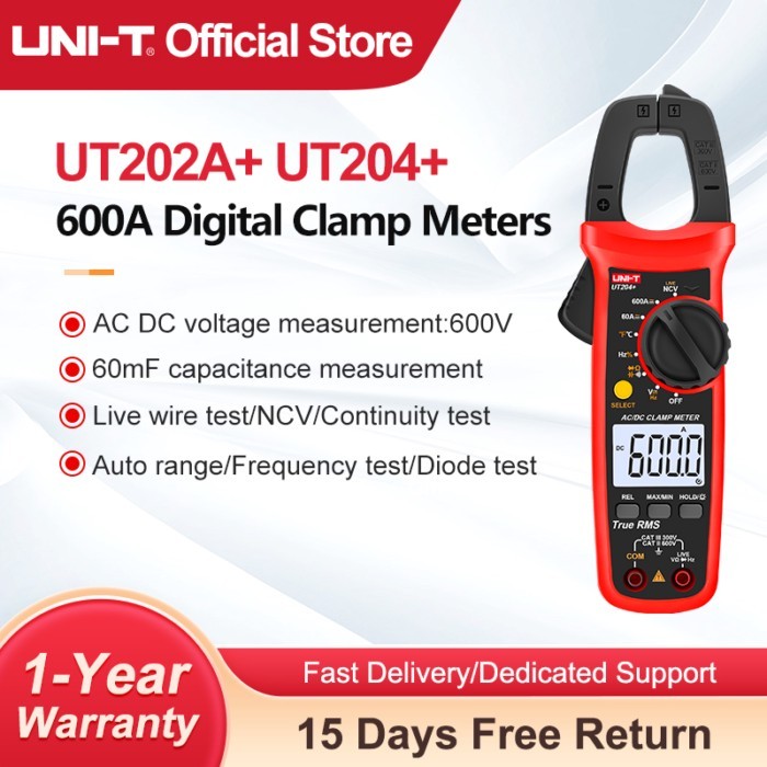 UNI-T UT204+ UT210E Clamp Meter UT202A+ UT210D True RMS Digital Ammeter Pliers Auto Range UT216C UT