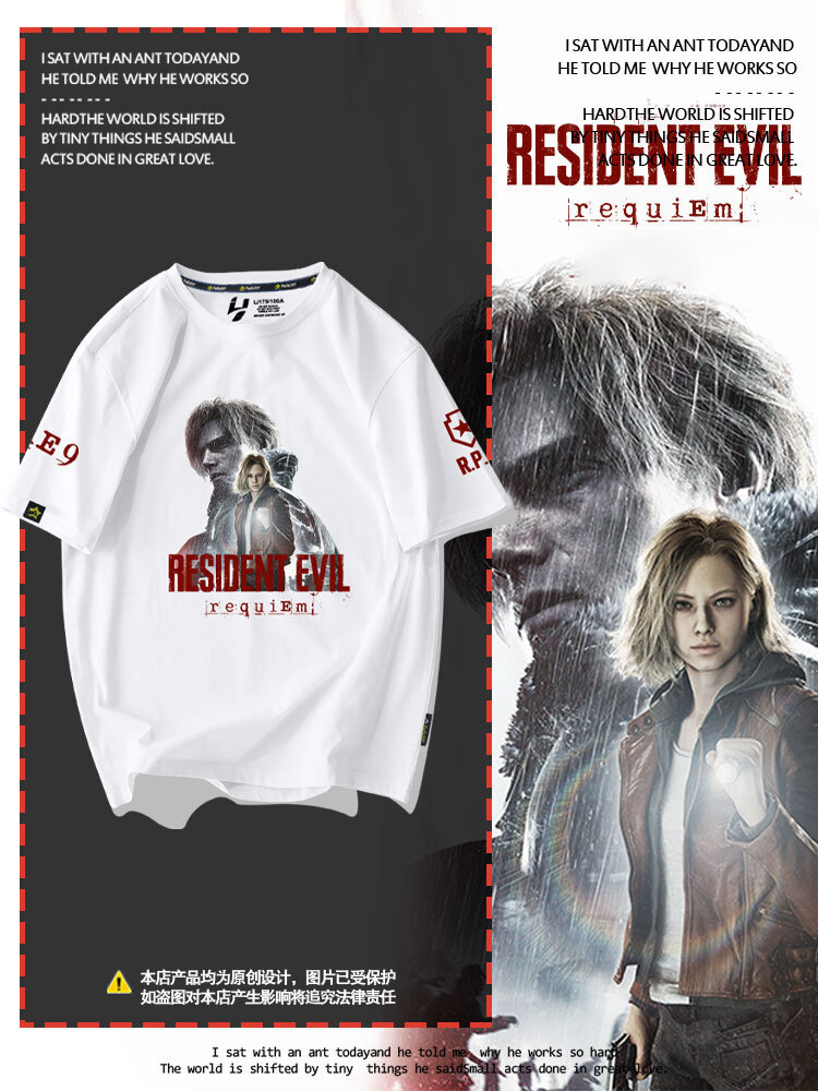 Resident Evil 9 Requiem Of The Dead Leon Grace เกม Merchandise เสื้อยืดแขนสั้นสําหรับผู้ชายและผู้หญิ