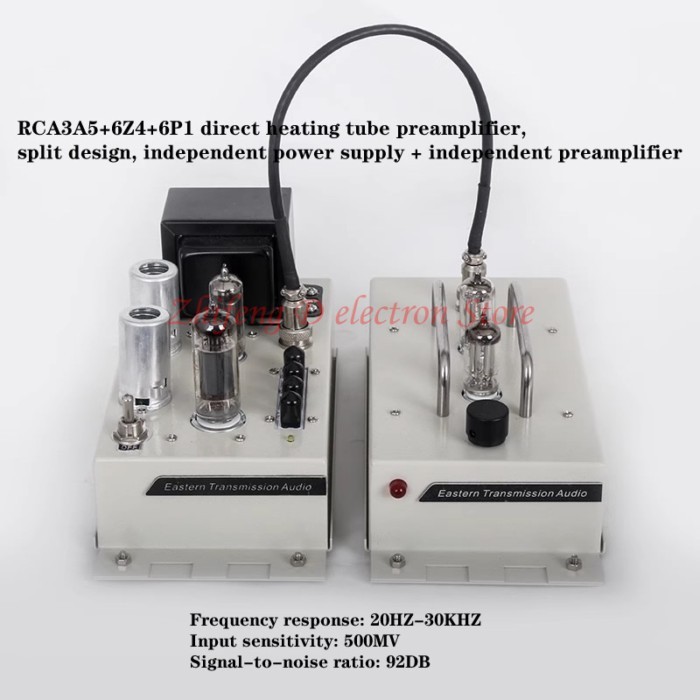 RCA 3A5+6Z4+6P1 direct heating tube preamplifier, split design, sensitivity: 500MV, signal-to-noise