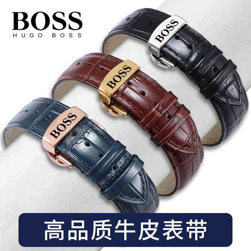 Boss Strap หนังแท้ผู้ชายผู้หญิง Original Pin Buckle ผีเสื้อหัวเข็มขัด Cowhide นาฬิกา 18 20 22 มม.che