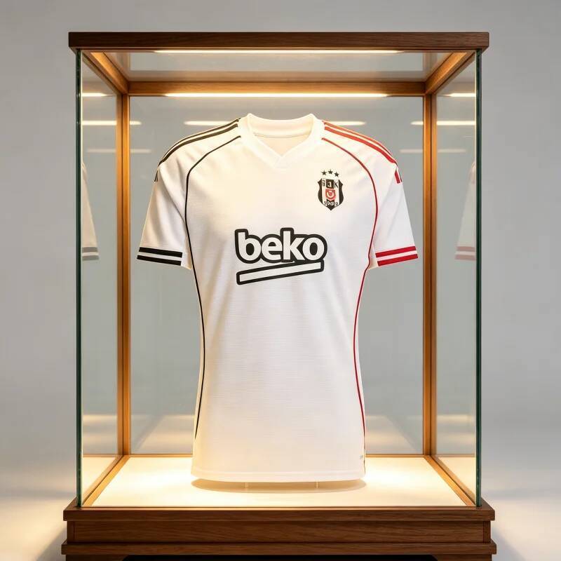 2026 Besiktas JK Home Soccer Jersey Super Lig พัดลมผู้ชายรุ่นสีดําสีขาว V คอ Breathable ฟุตบอลครอบครัวเด็ก Tees