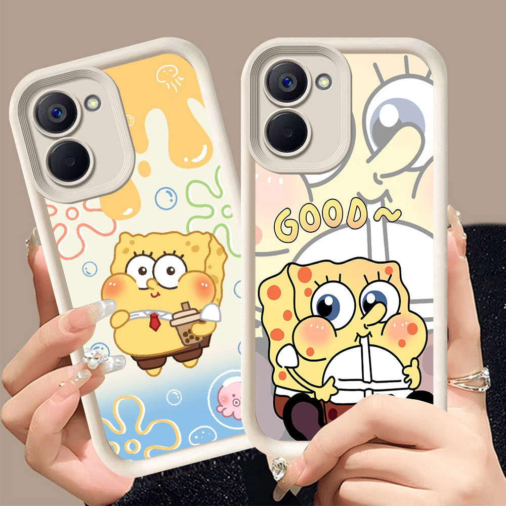 Q-7 SpongeBob ขาวดำเคสโทรศัพท์หรับ VIVO Y28S Y27S Y36 Y27 5G ปกสีชมพู