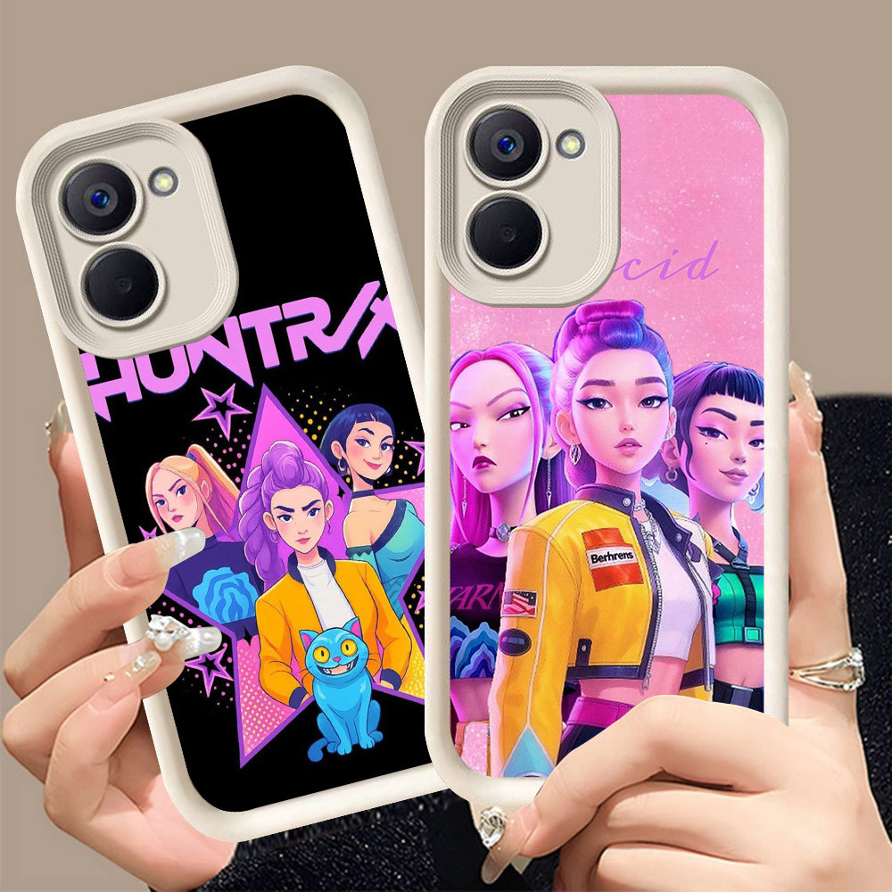 Q-9 Kpop Demon Hunter ขาวดำเคสโทรศัพท์หรับ VIVO IQOO Y03T Y18S Z9 T3 Y03 Y18i Y18 LITE ปกสีชมพู