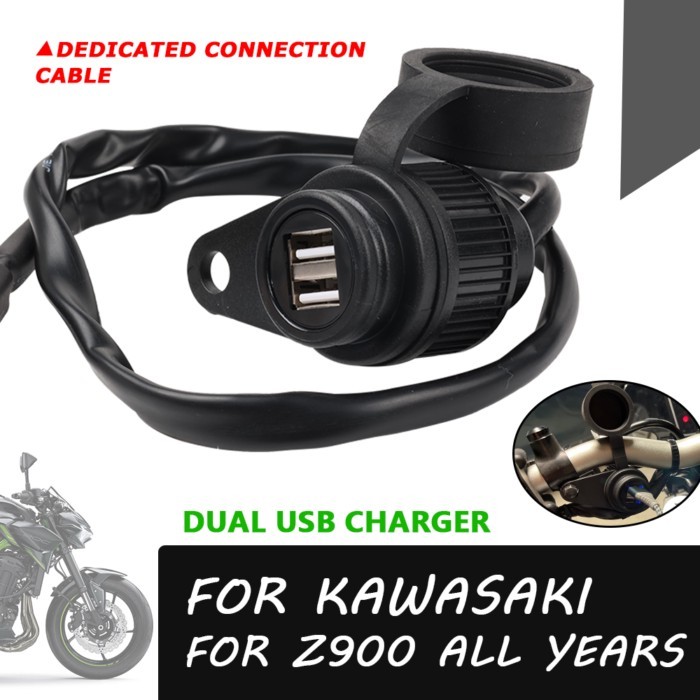 Motorcycle Accessories Dual USB Charger Socket Adapter USB DC Outlet Converter For KAWASAKI Z900 Z