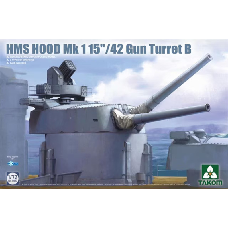 Takom 5020 HMS Hood 15"/42 Mk1 Gun Turret B 1/72 Static model kit