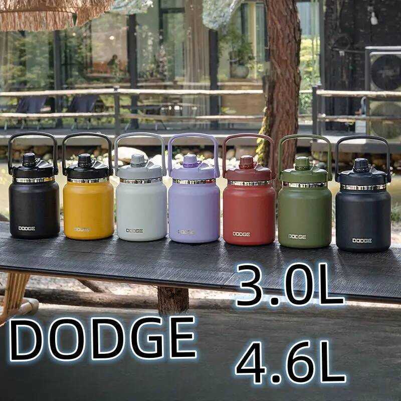 DODGE กระบอกน้ำจัมโบ้ กระติกน้ำขนาดใหญ่ ขนาด 4600 Ml. /4.6 L.กระบอกสแตนเลส304 พร้อมหูหิ้ว ขวดน้ำขนาด