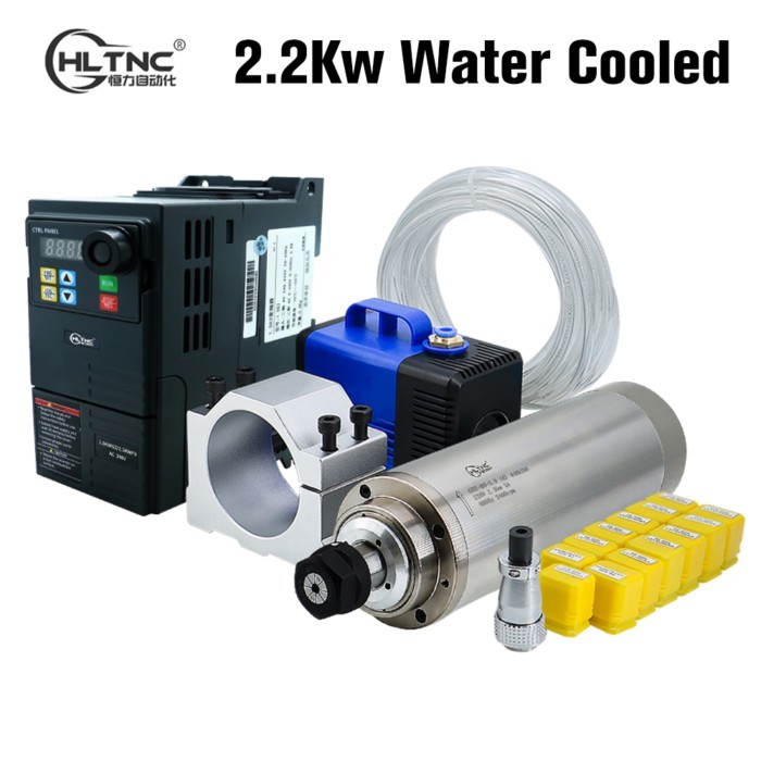 HLTNC 2200W 2.2KW 220V AC ER20 Water Cooling Spindle Motor Kit With HS320 3Ph 400Hz Output Inverte