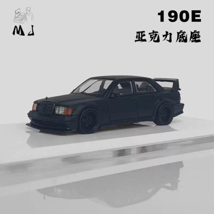 1: 64 Benz Benz 190E W201 โมเดลรถโลหะผสมสีดําด้าน