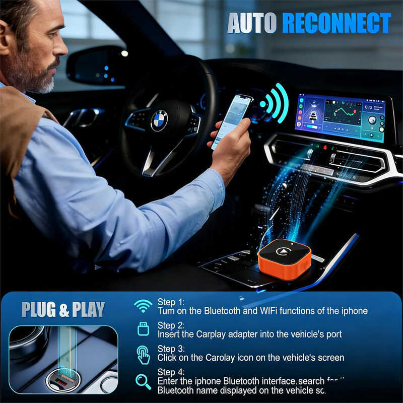 Carpy Car Internectorion Box Two-in-One Smart Wireless carpy Box สีส้ม Android Autocarpy Box
