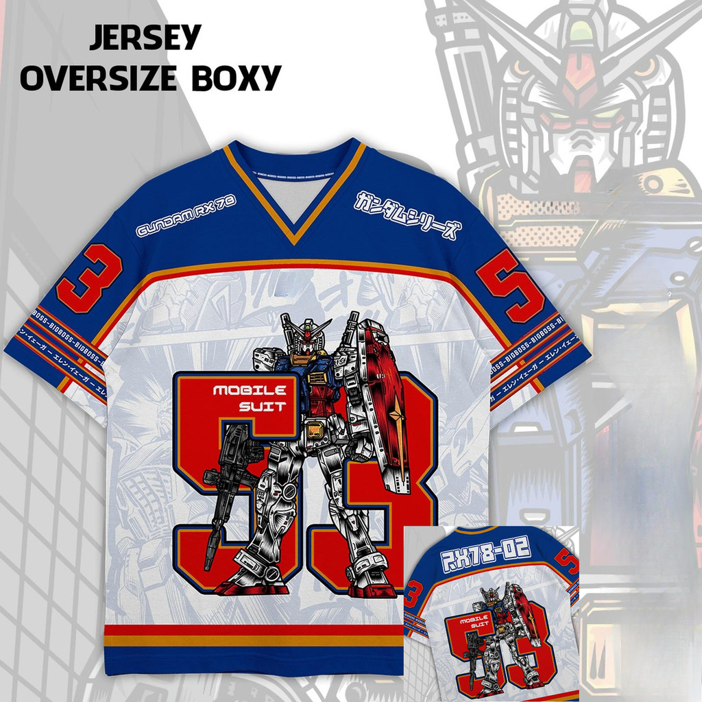 Gundam RX78 อะนิเมะ Mecha Y2k สไตล์เกาหลี Kpop เบสบอล Hockey เสื้อ 53 Jersey แฟชั่น Streetwear อะนิเ