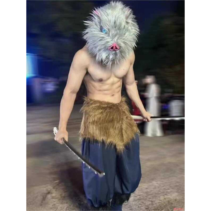 เครื่องแต่งกาย.Cosplay.Inosuke จากDemon Slayer สำหรับผู้ชาย หมวกและเครื่องประดับHALOWEEN