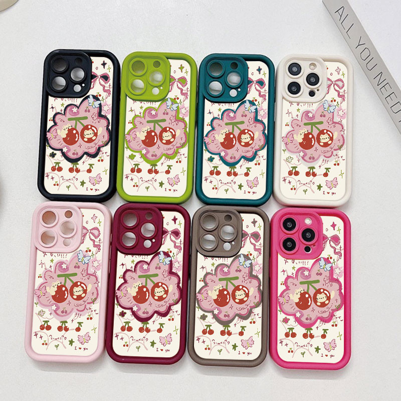 Graffiti Cherry Cat น่ารักซิลิโคนสําหรับ VIVO Y50 Y30 Y30i Y55 Y75 Y77 Y91 Y95 Y91C Y91i Y93 / VIVO 