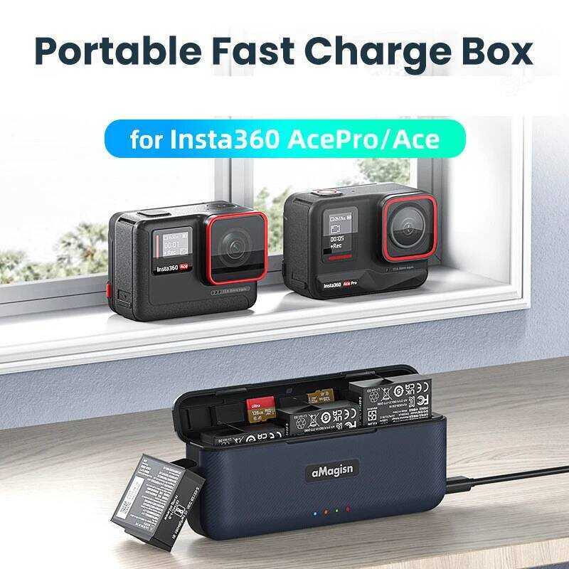 Insta 360 Ace/Ace Pro/Ace 2 แบตเตอรี่กล่องชาร์จ Fast Charging สําหรับ Insta360 Ace Pro กล้องแบตเตอรี