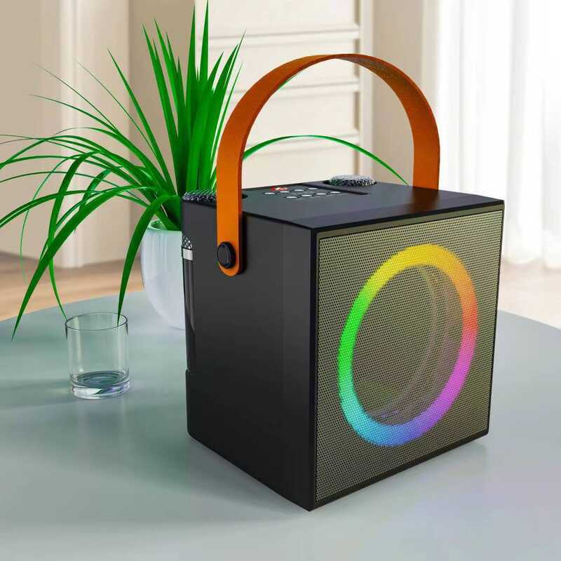 YS203K เพลงลําโพงไร้สายบลูทูธไมโครโฟนคู่ไมโครโฟน All-in-One ครอบครัวกลางแจ้ง KTV Audio