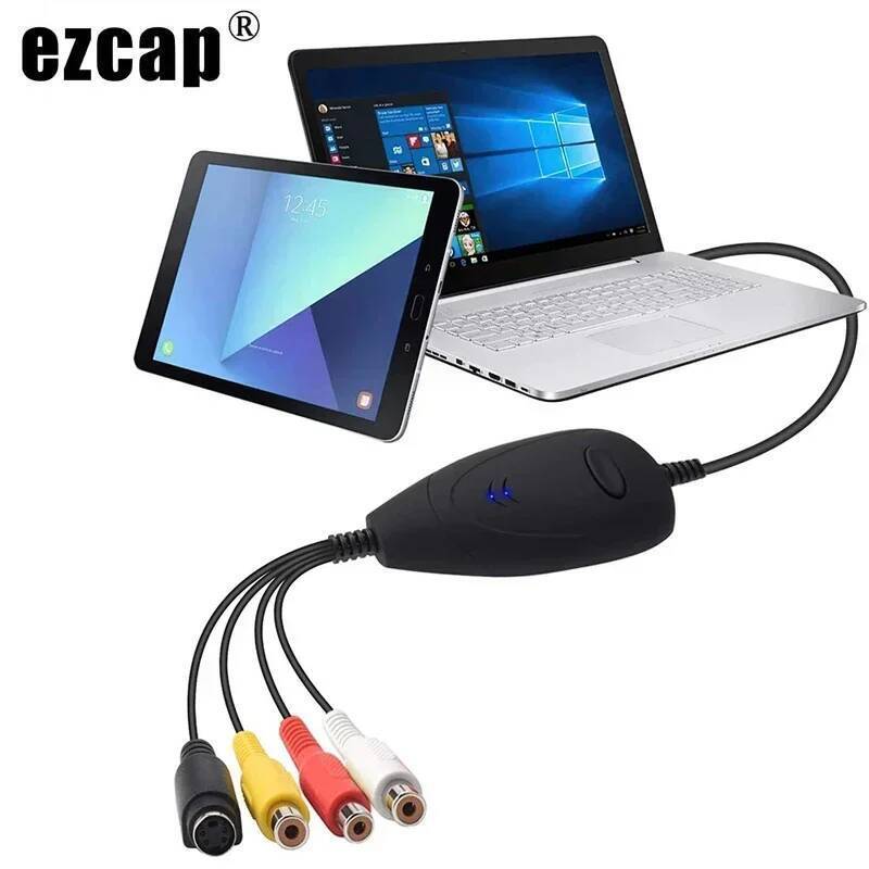 การ์ดจับภาพวิดีโอ USB 2.0 Audio Grabber,สําหรับ DVD,VHS,V8,8MM Video Tape Cassette Camera เครื่องเล่