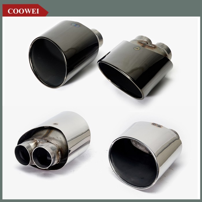 1 Pair Exhaust Tip For Audi RS3 RS4 RS4 RS5 RS6 Double inner Exhaust Pipe Stainless Steel Car Muffl