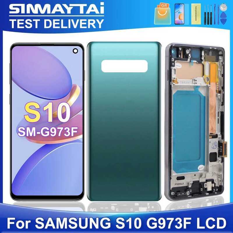 หน้าจอ LCD S10 สำหรับ Samsung ทดสอบแล้วสำหรับรุ่น G973F G973U G973W G973N SCV41 G973C พร้อมชุดหน้าจอ