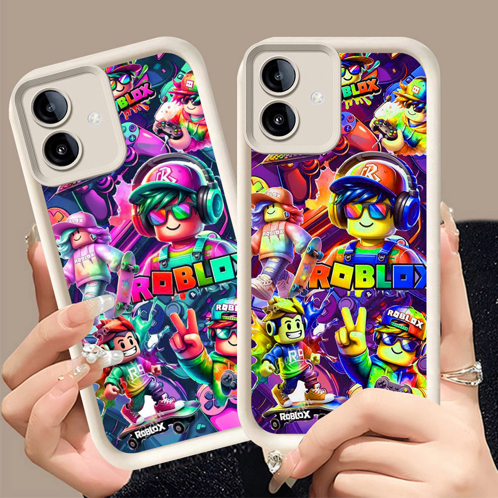 Q-36 Super Roblox ขาวดำเคสโทรศัพท์หรับ VIVO IQOO U5 Y75 Y02A U5E Y02T Y02 Z6 5G ปกสีชมพู